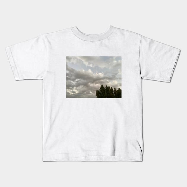 CLOUDY SKY WITH TREES Kids T-Shirt by SpHu24